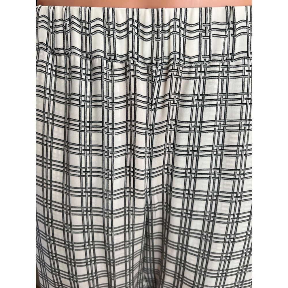 Women's Theory Pants, S, White & Black Silk